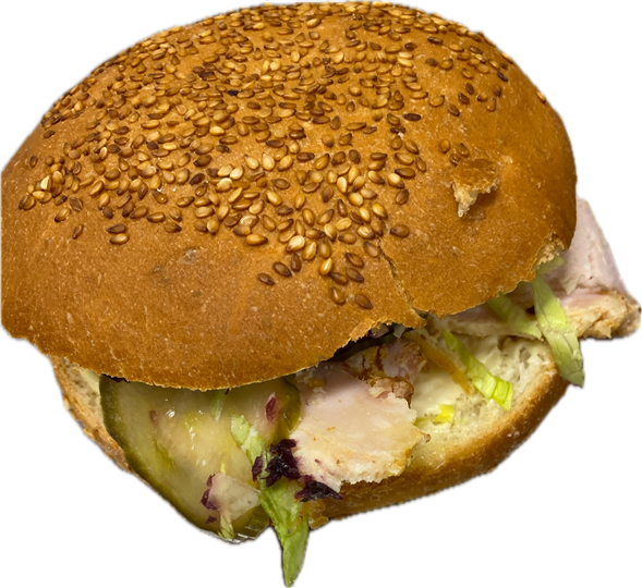 Frokostbolle med flæskesteg og rødkål