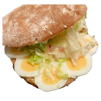Frokostbolle med æg og rejer